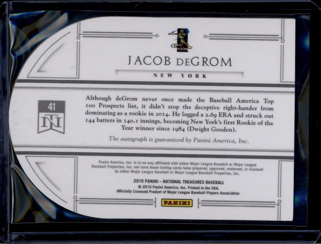 DELETE 181114 2015 Panini National Treasures Signatures Die Cuts 41 Jacob deGrom Auto 6/25