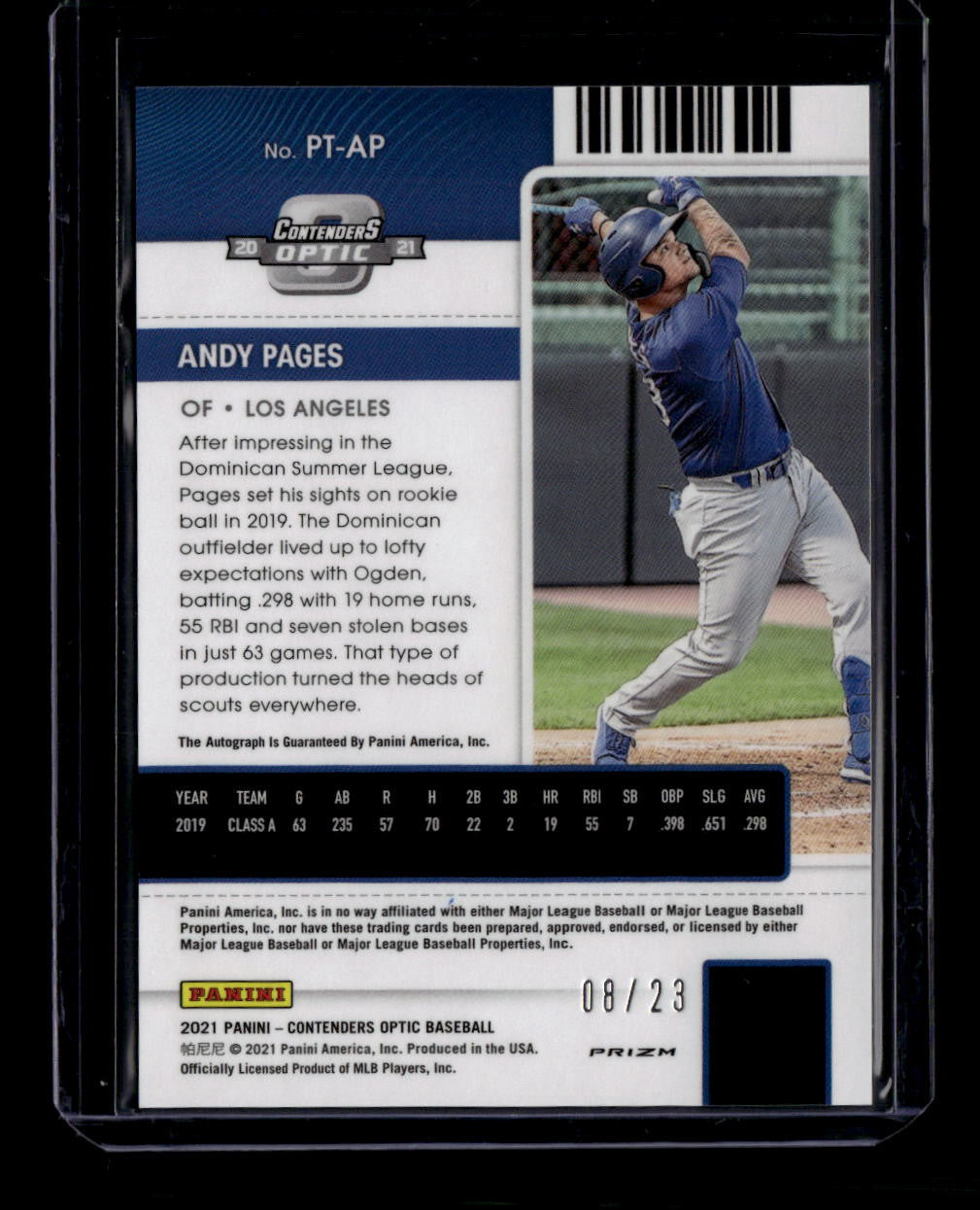 DELETE 181121 2021 Panini Contenders Optic Ticket Autograph Cracked Ice Andy Pages RC Auto /23