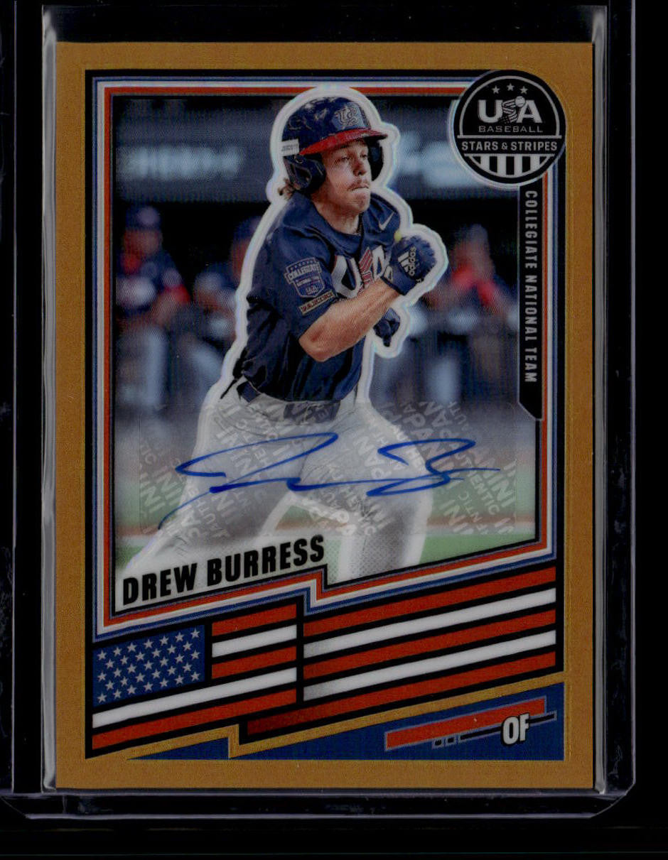 DELETE 181122 2026 USA Stars and Stripes Prizm Signatures Gold 168 Drew Burress RC Auto 6/10