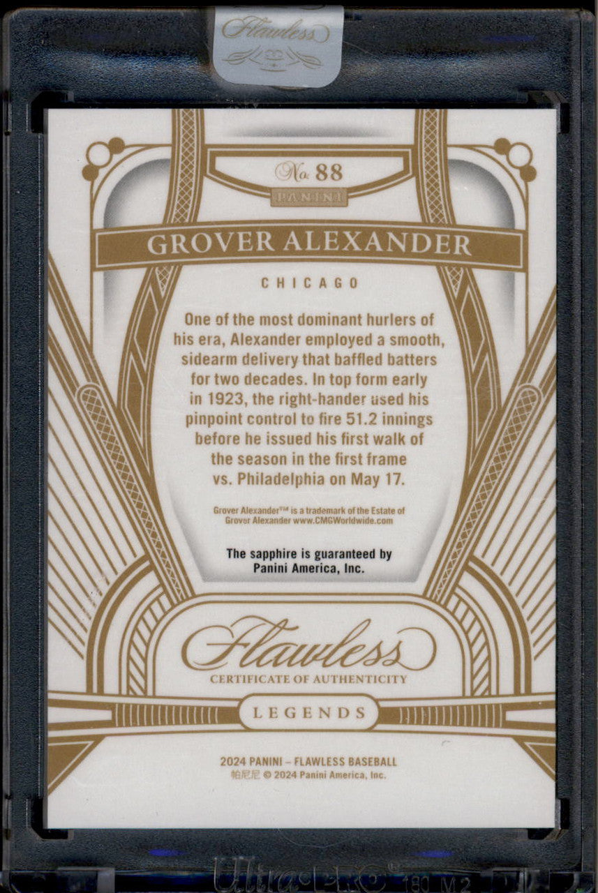 DELETE 181130 2024 Panini Flawless Sapphire Diamond 88 Grover Alexander Sapphire Gem 12/15