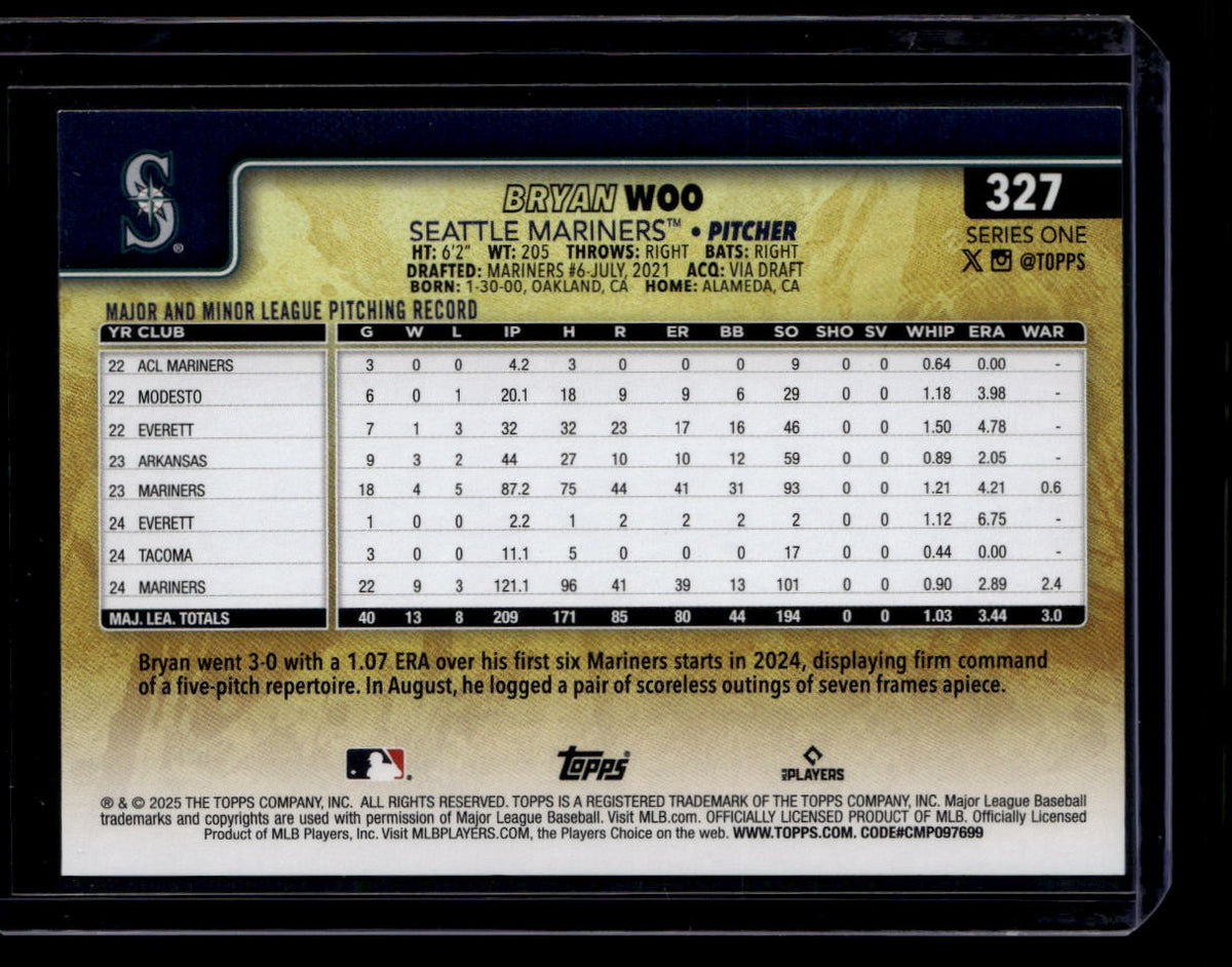 DELETE 181132 2025 Topps Golden Mirror Image Variations 327 Bryan Woo SP