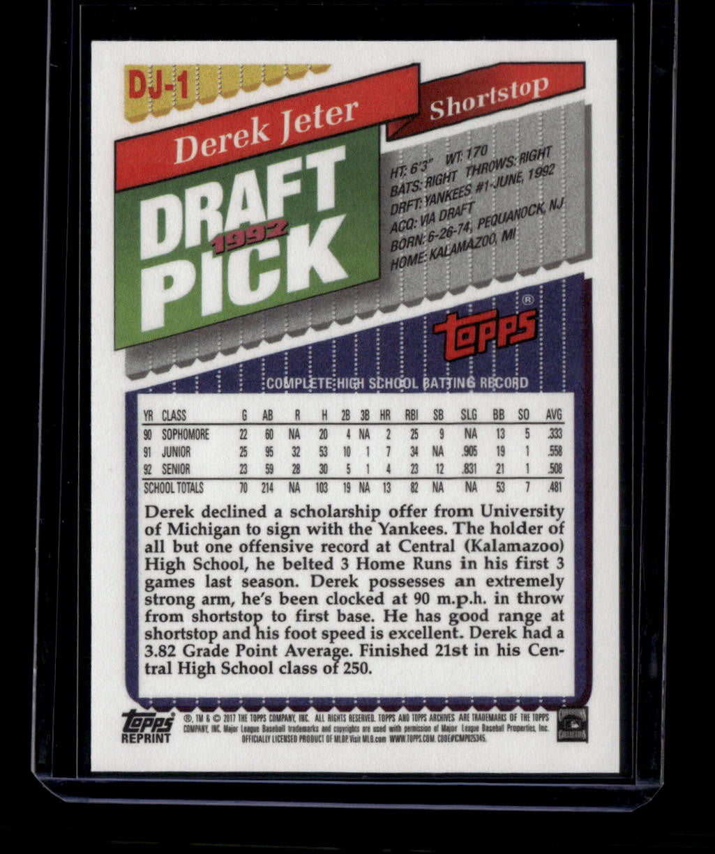 DELETE 181133 2017 Topps Archives Derek Jeter Retrospective Green Foil dj1 '93 1993 29/99