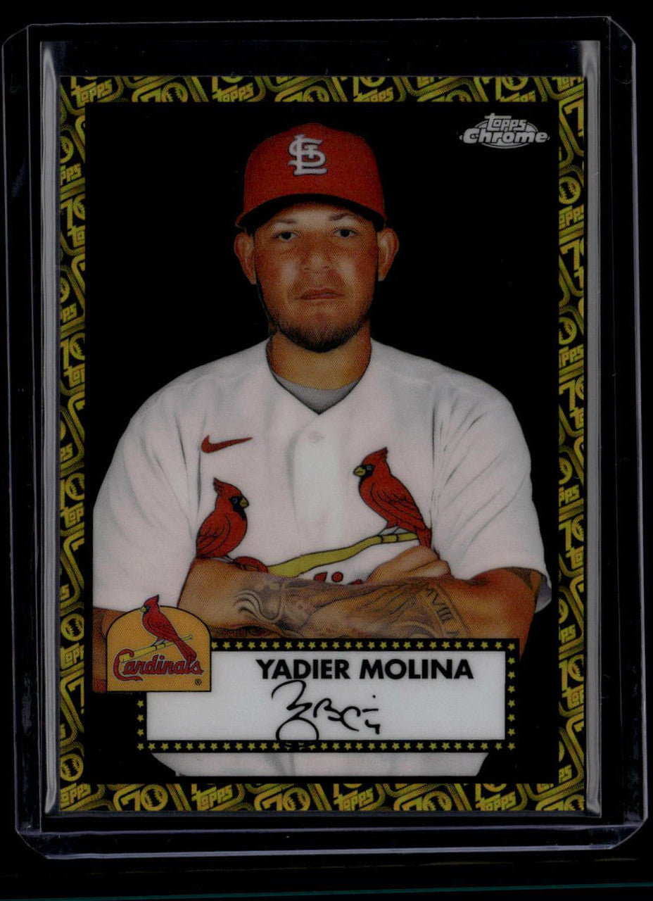 DELETE 181135 2021 Topps Chrome Platinum Black and Gold 70th Refractor 208 Yadier Molina 10/10