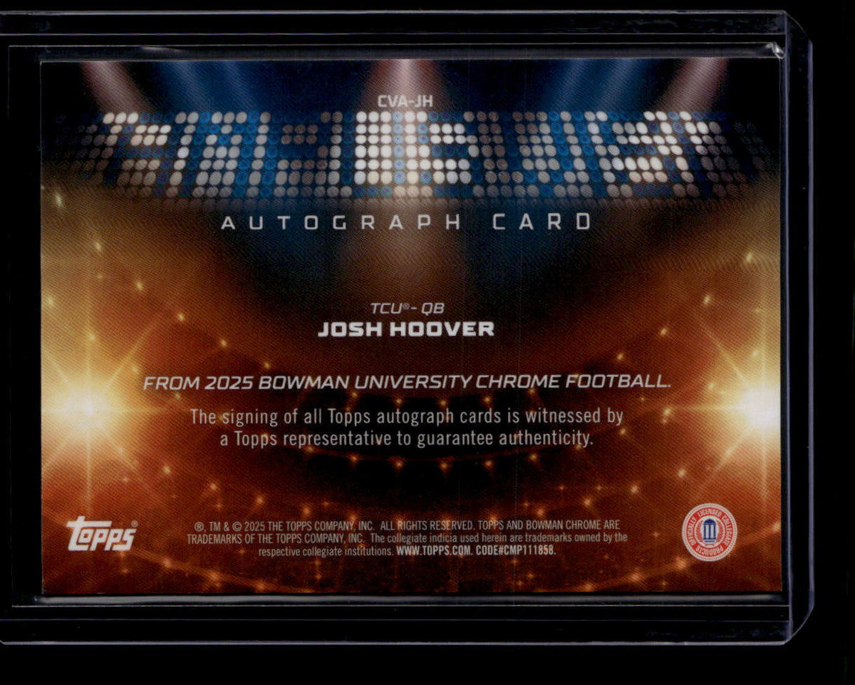 DELETE 181142 2025 Bowman Chrome U Campus Visit Orange Refrator CVAJH Josh Hoover RC Auto 9/25