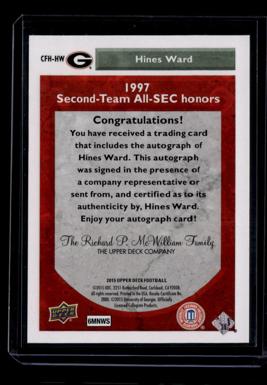 DELETE 181147 2015 Upper Deck College Football Heroes Autographs CFHHW Hines Ward Auto