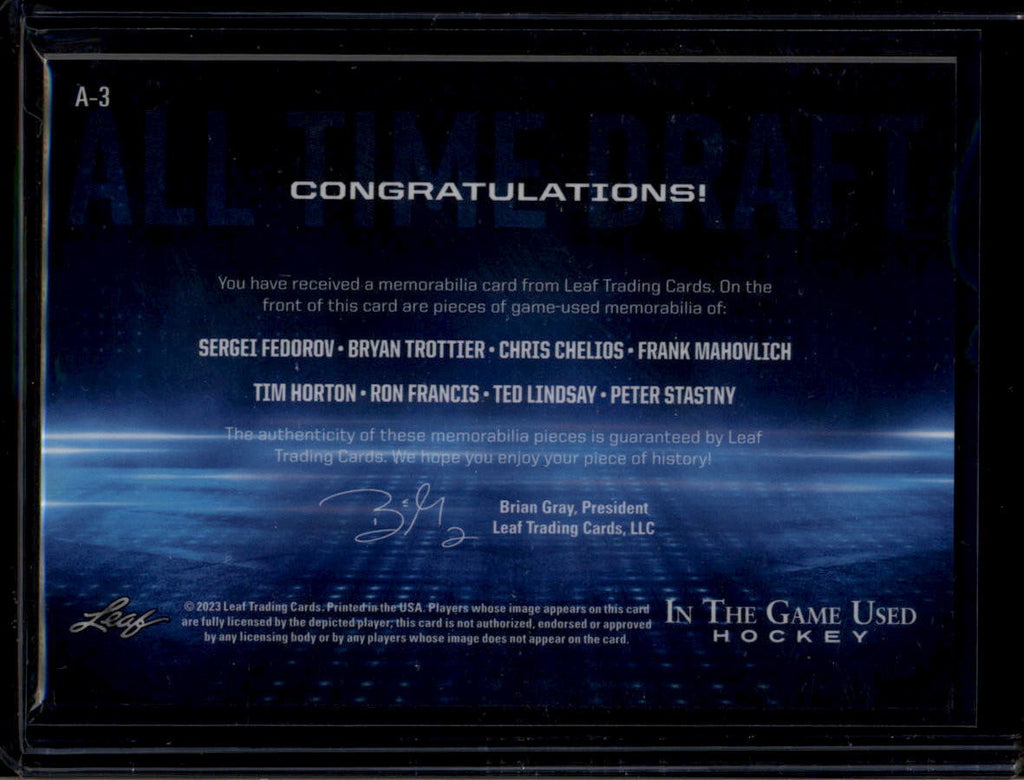 DELETE 181149 2022-23 ITG Draft Chelios Trottier Fedorov Lindsay Horton Fedorov Stick Patch /3