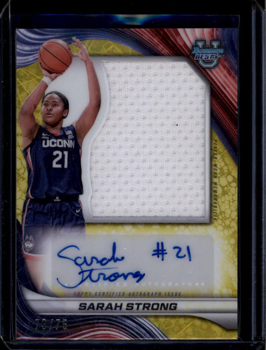 DELETE 181150 2024-25 Bowman's Best U Relic Yellow Refractor Sarah Strong RC Jersey Auto 73/75