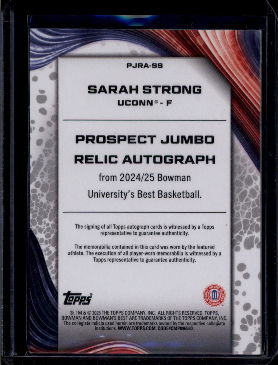 DELETE 181150 2024-25 Bowman's Best U Relic Yellow Refractor Sarah Strong RC Jersey Auto 73/75