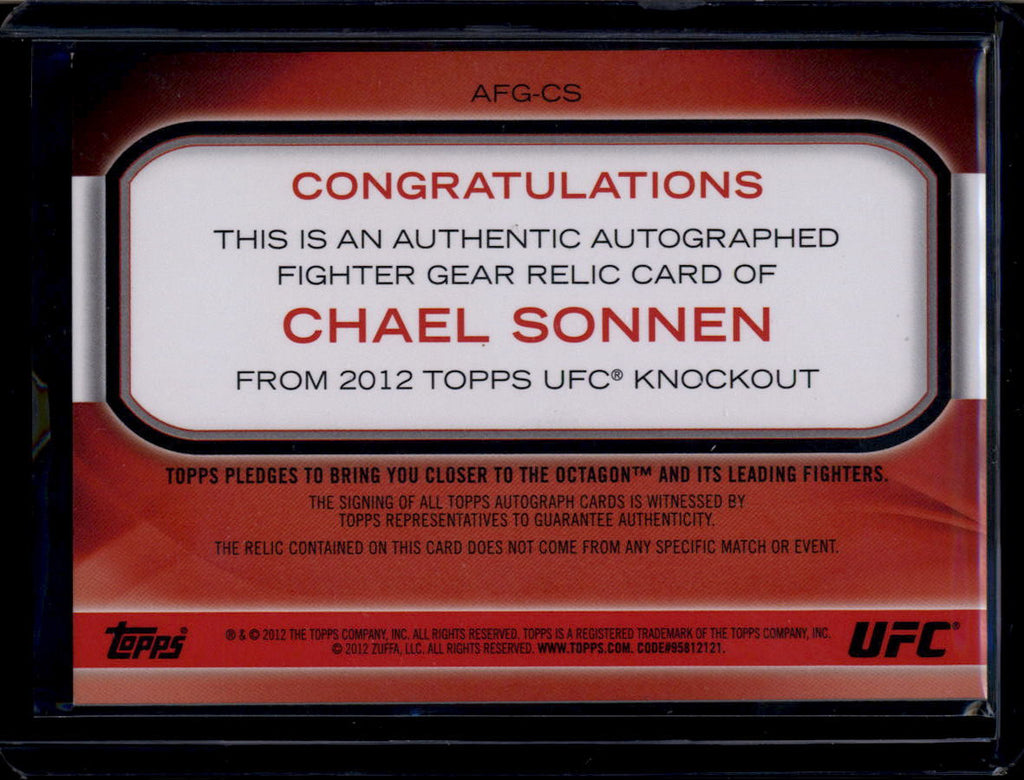 DELETE 181151 2012 Topps UFC Knockout Fighter Relic Autographs Chael Sonnen Patch Auto 146/200