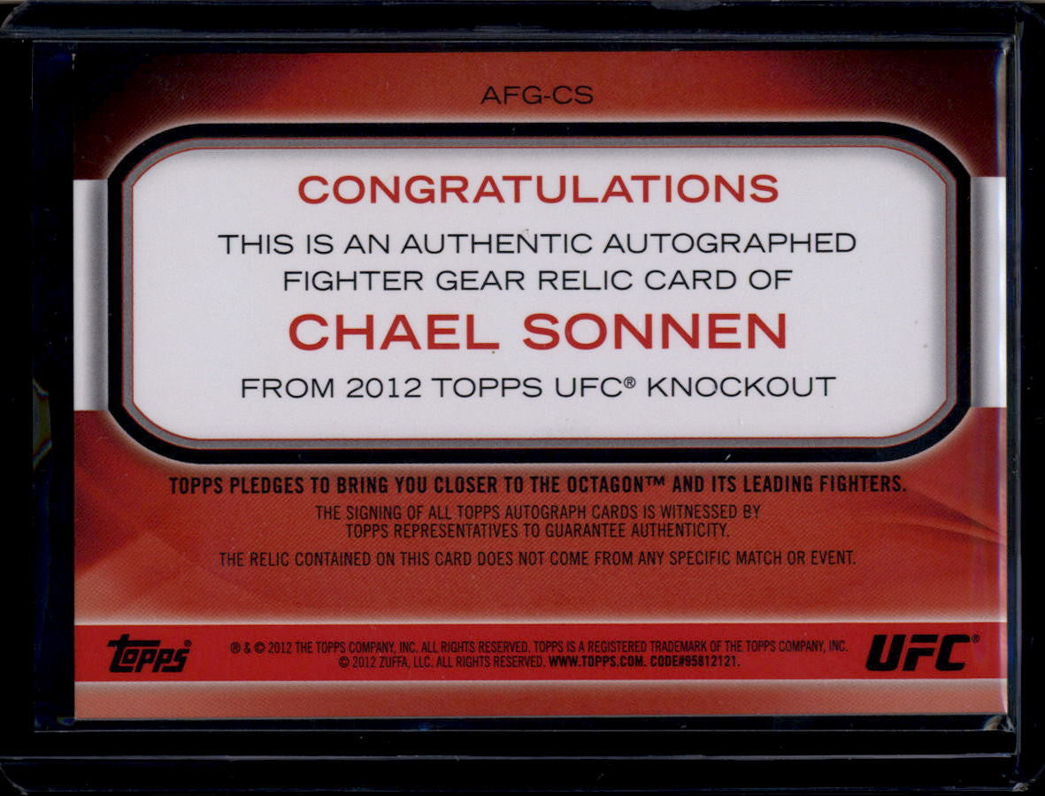DELETE 181151 2012 Topps UFC Knockout Fighter Relic Autographs Chael Sonnen Patch Auto 146/200