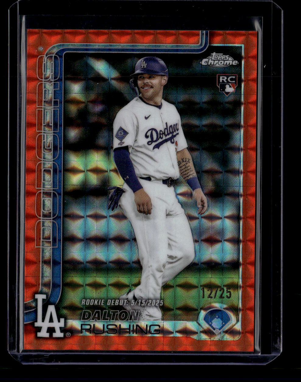 DELETE 181155 2025 Topps Chrome Update Orange Geometric Refractor Dalton Rushing RC 12/25