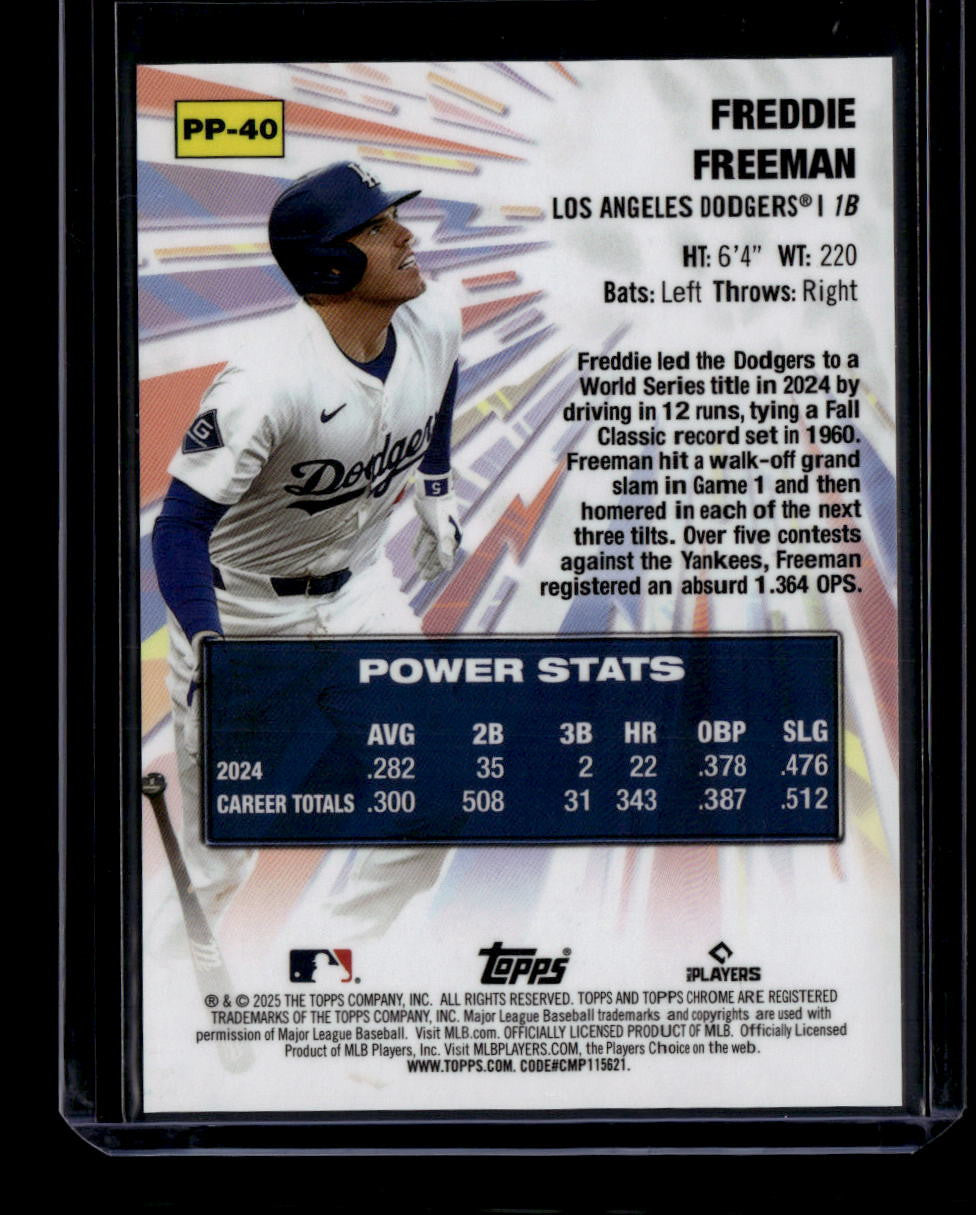 DELETE 181172 2025 Topps Chrome Power Players Black Refractor pp40 Freddie Freeman 9/10