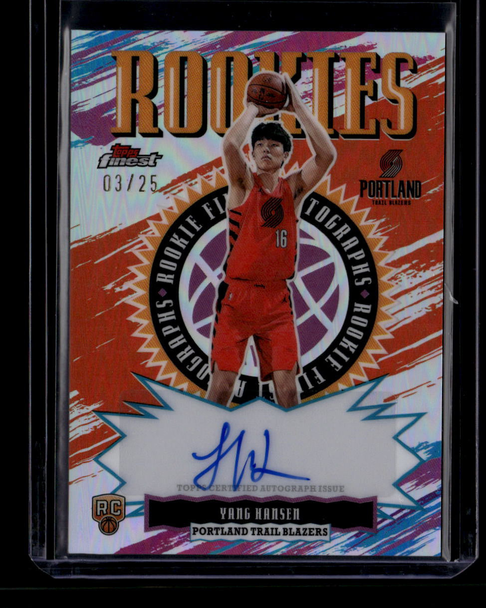 DELETE 181174 2025-26 Finest Rookie Autographs Orange Refractor RFAYH Yang Hansen RC Auto 3/25