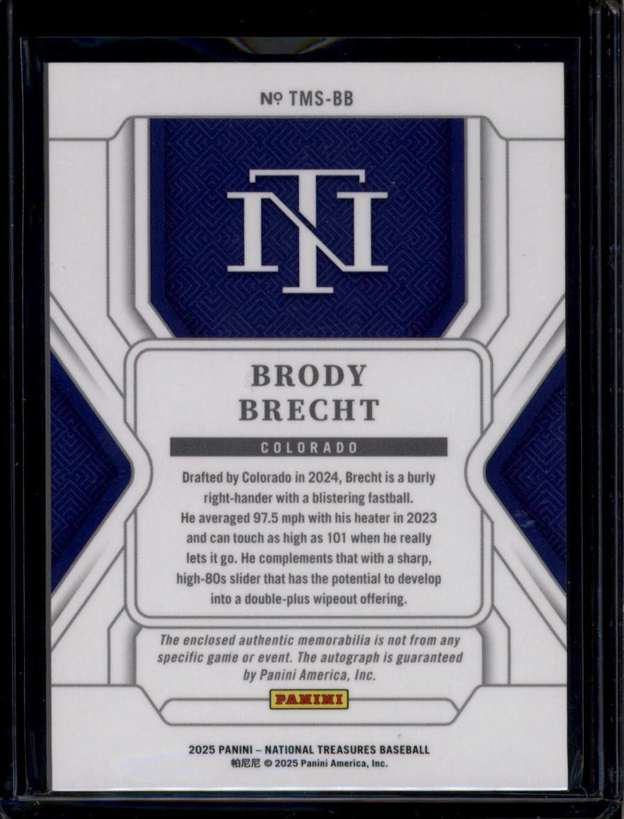 DELETE 181185 2025 Panini National Treasures Treasured Brody Brecht RC Nike Logo Patch Auto /5