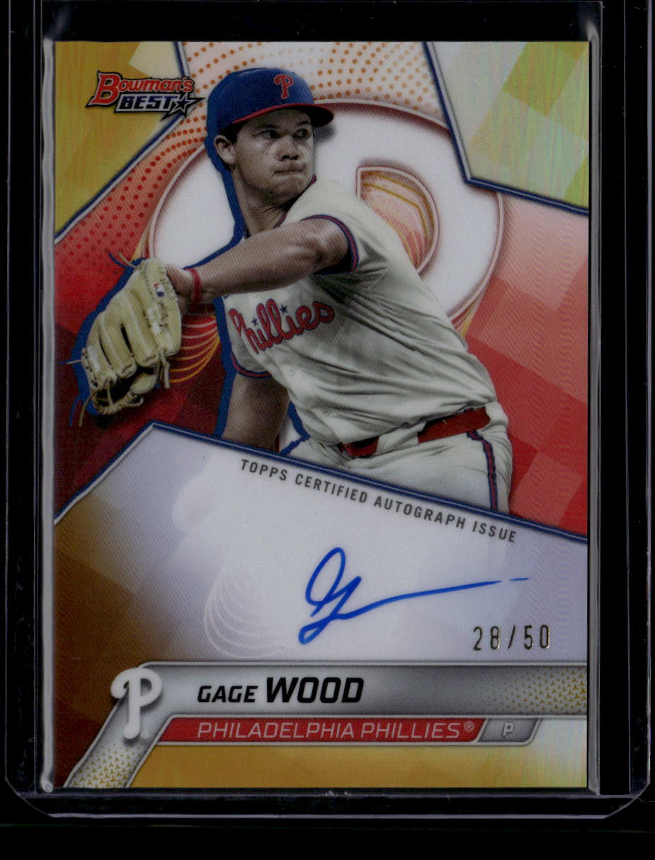 DELETE 181188 2025 Bowman's Best of '25 Autographs Gold Refractor Gage Wood Rookie Auto 28/50