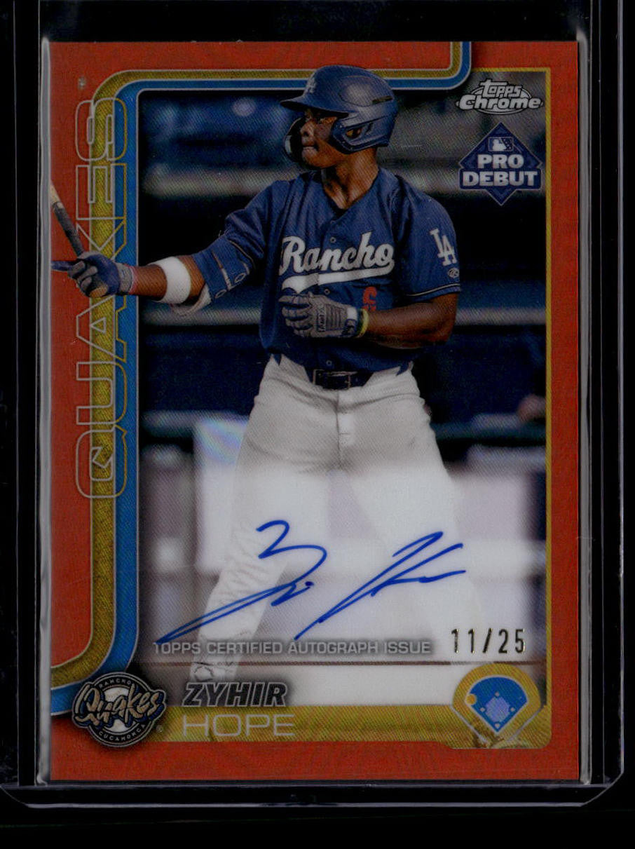 DELETE 181190 2025 Topps Pro Debut Chrome Autographs Orange Refractor Zyhir Hope RC Auto 11/25