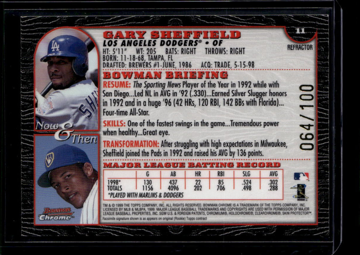 DELETE 181196 1999 Bowman Chrome International Refractor 11 Gary Sheffield 64/100