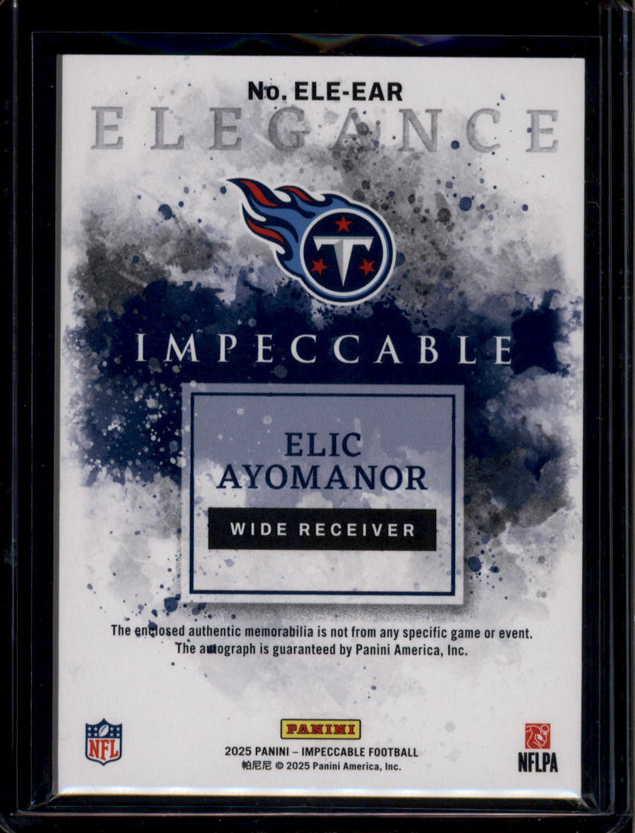 DELETE 181204 2025 Panini Impeccable Elegance Eric Ayomanor RC Dual Helmet Tag Patch Auto 1/10