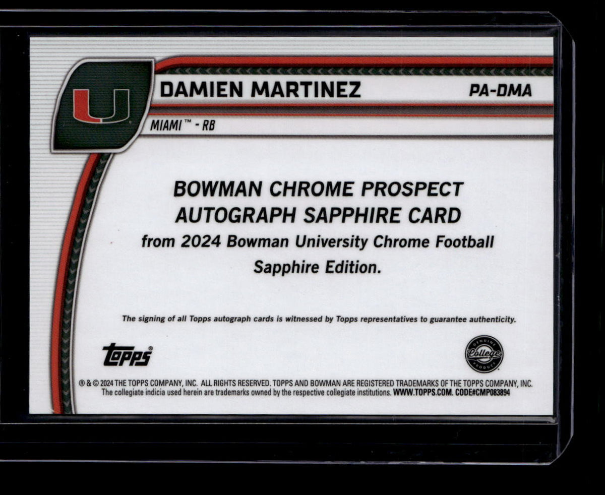 DELETE 181207 2024 Bowman Chrome Sapphire Autographs Red Refractor Damien Martinez RC Auto 5/5