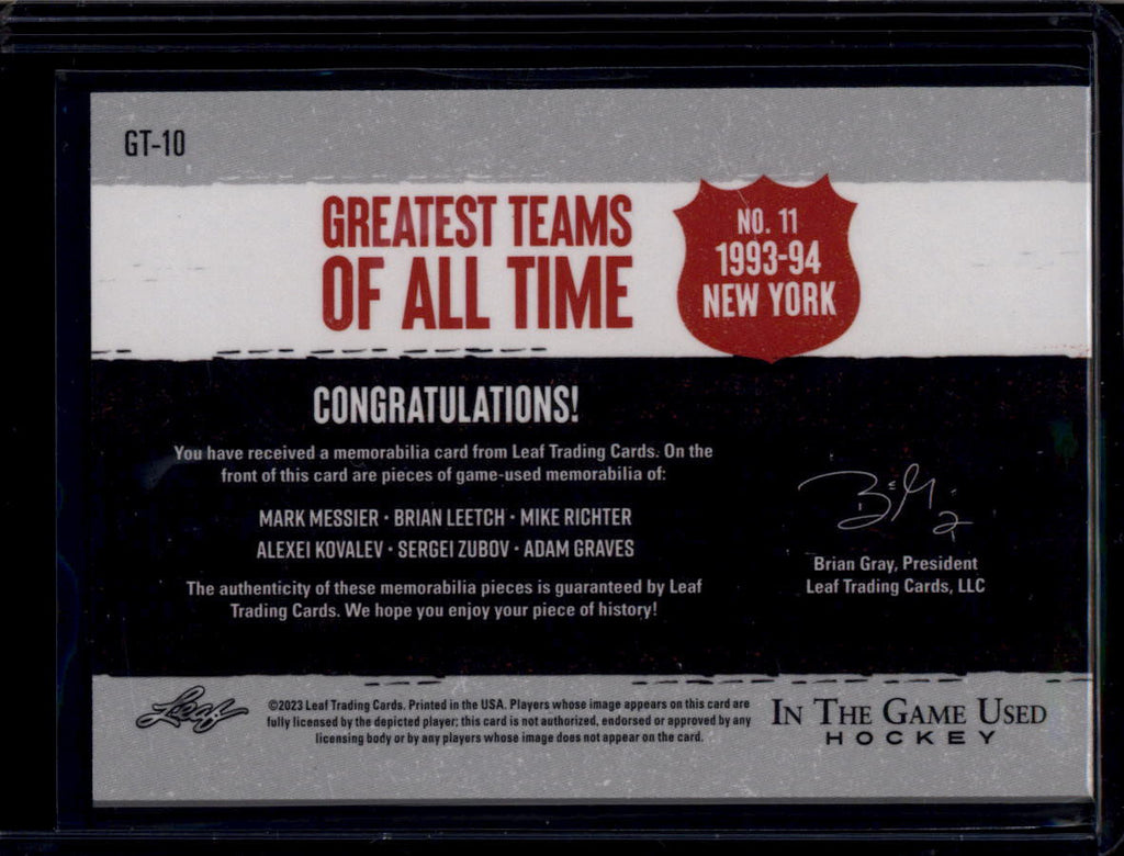 DELETE 181211 2022-23 ITG Greatest Teams Zubov Kovalev Graves Richter Leetch Messier 6 Patch 3