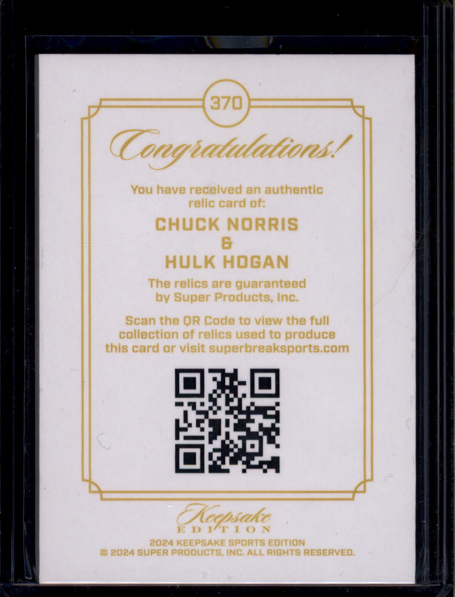 DELETE 181213 2024 Keepsake Sports Edition 370 Chuck Norris Hulk Hogan Dual Gem Relic 49/99