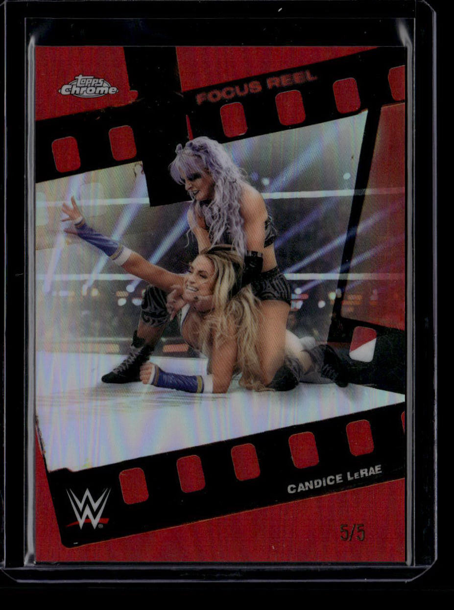 DELETE 181214 2026 Topps Chrome WWE Focus Reel Red Refractor fr16 Candice LeRae 5/5