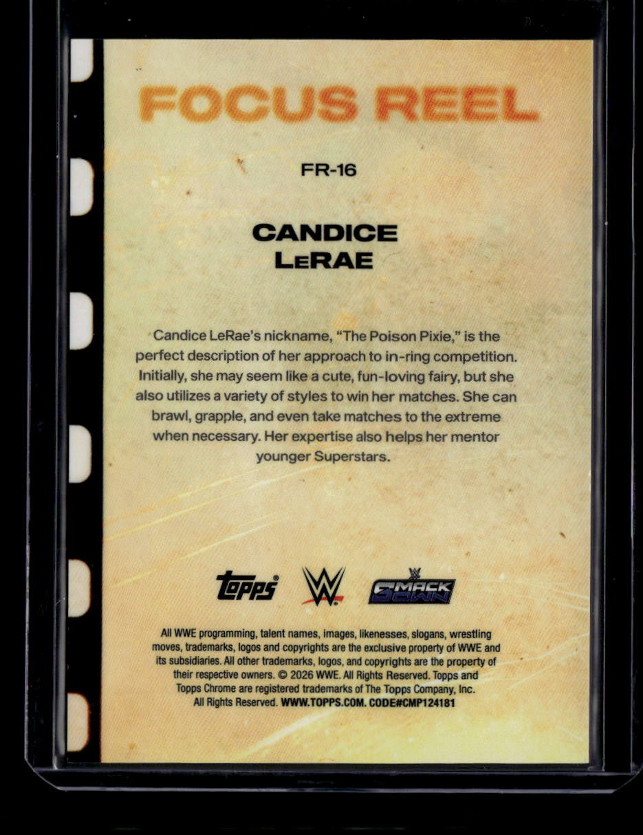 DELETE 181214 2026 Topps Chrome WWE Focus Reel Red Refractor fr16 Candice LeRae 5/5