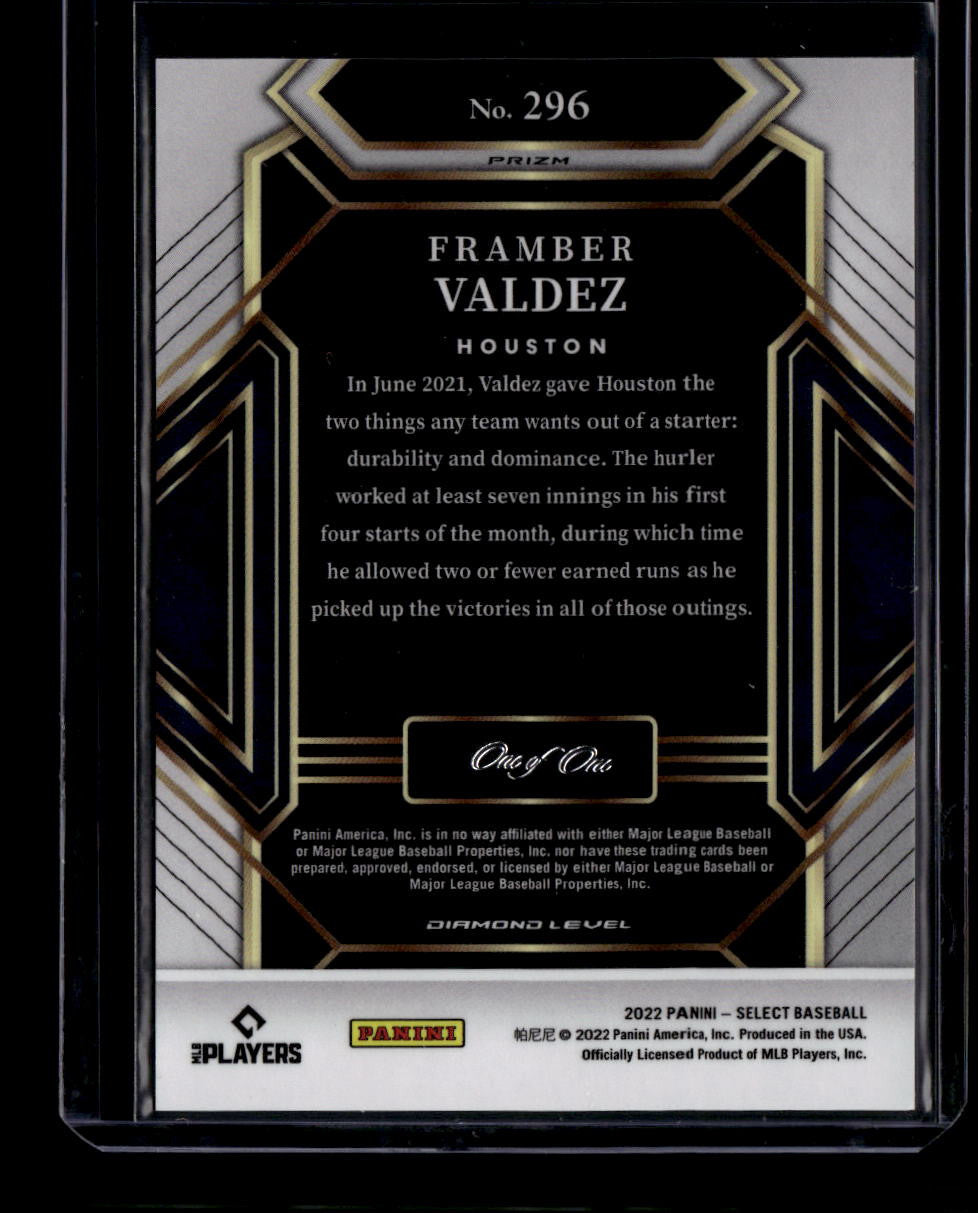 DELETE 181223 2022 Select Black Disco Refractor 296 Framber Valdez DMD 1/1 Diamond Level