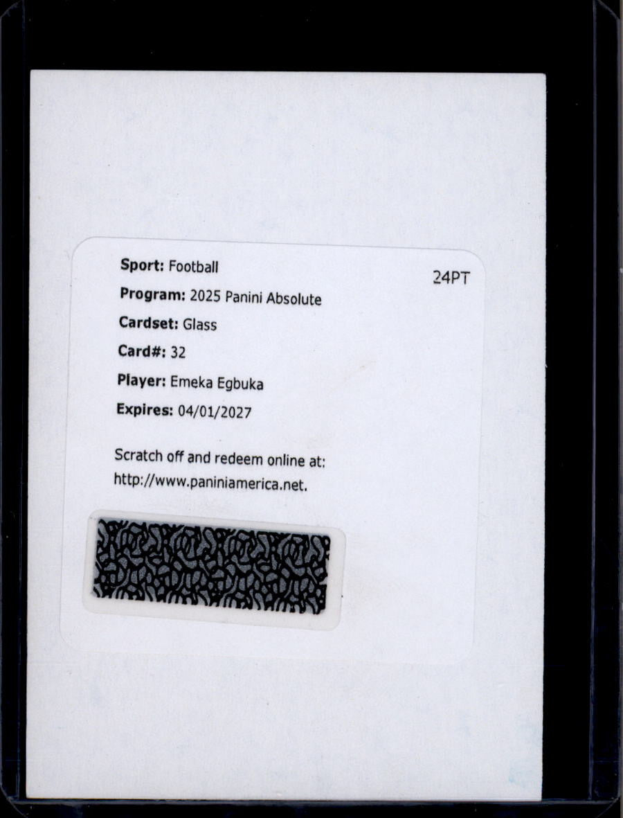 DELETE 181234 2025 Absolute Glass 32 Emeka Egbuka Rookie
