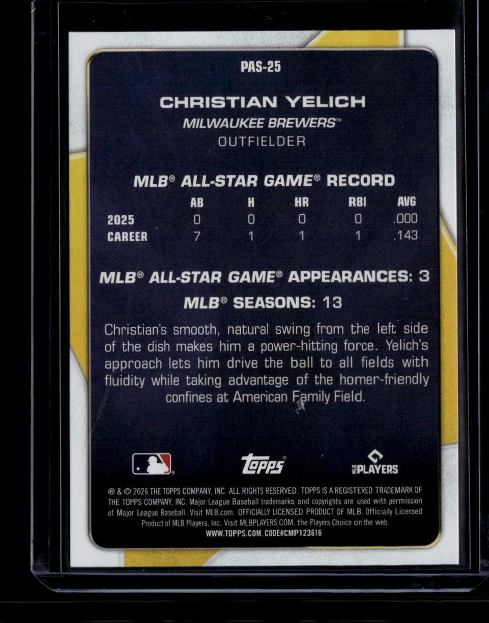 DELETE 181322 2026 Topps Celebration Perennial All-Stars Black pas25 Christian Yelich 8/10