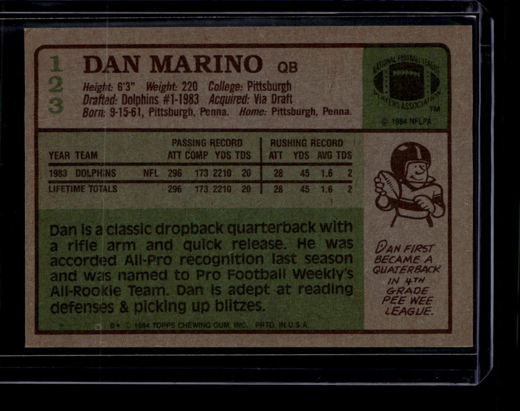 DELETE 181348 1984 Topps 123 Dan Marino PB UER AFC Pro Bowl Rookie