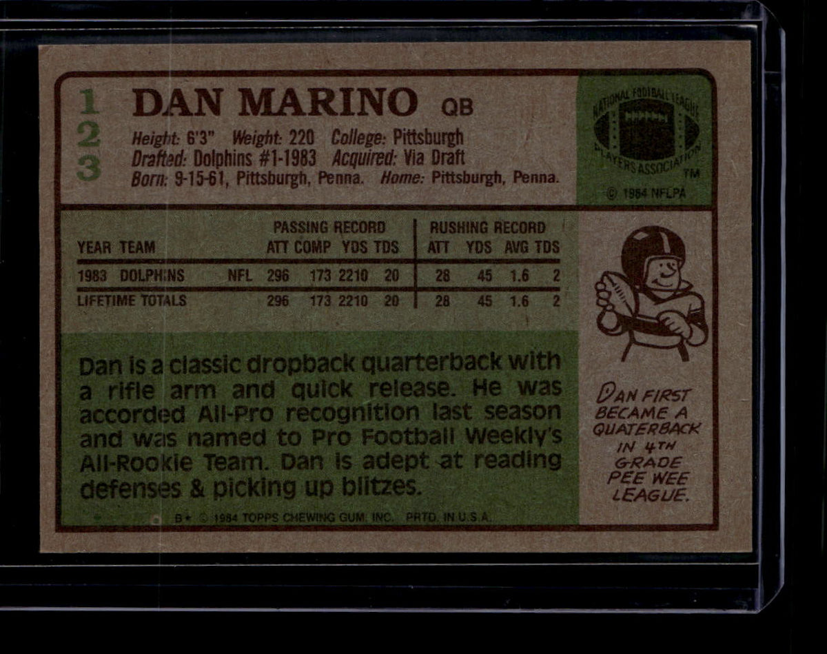 DELETE 181348 1984 Topps 123 Dan Marino PB UER AFC Pro Bowl Rookie