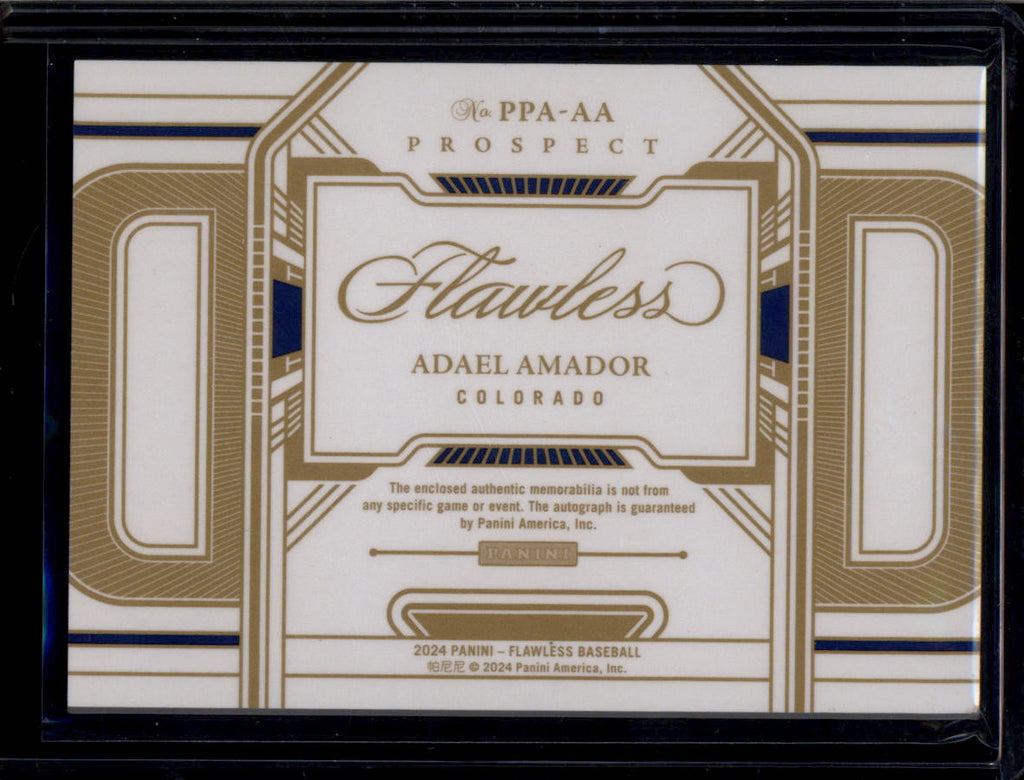 DELETE 181419 2024 Panini Flawless Prospect Autographs 61 Adael Amador RC Logo Patch Auto 2/10