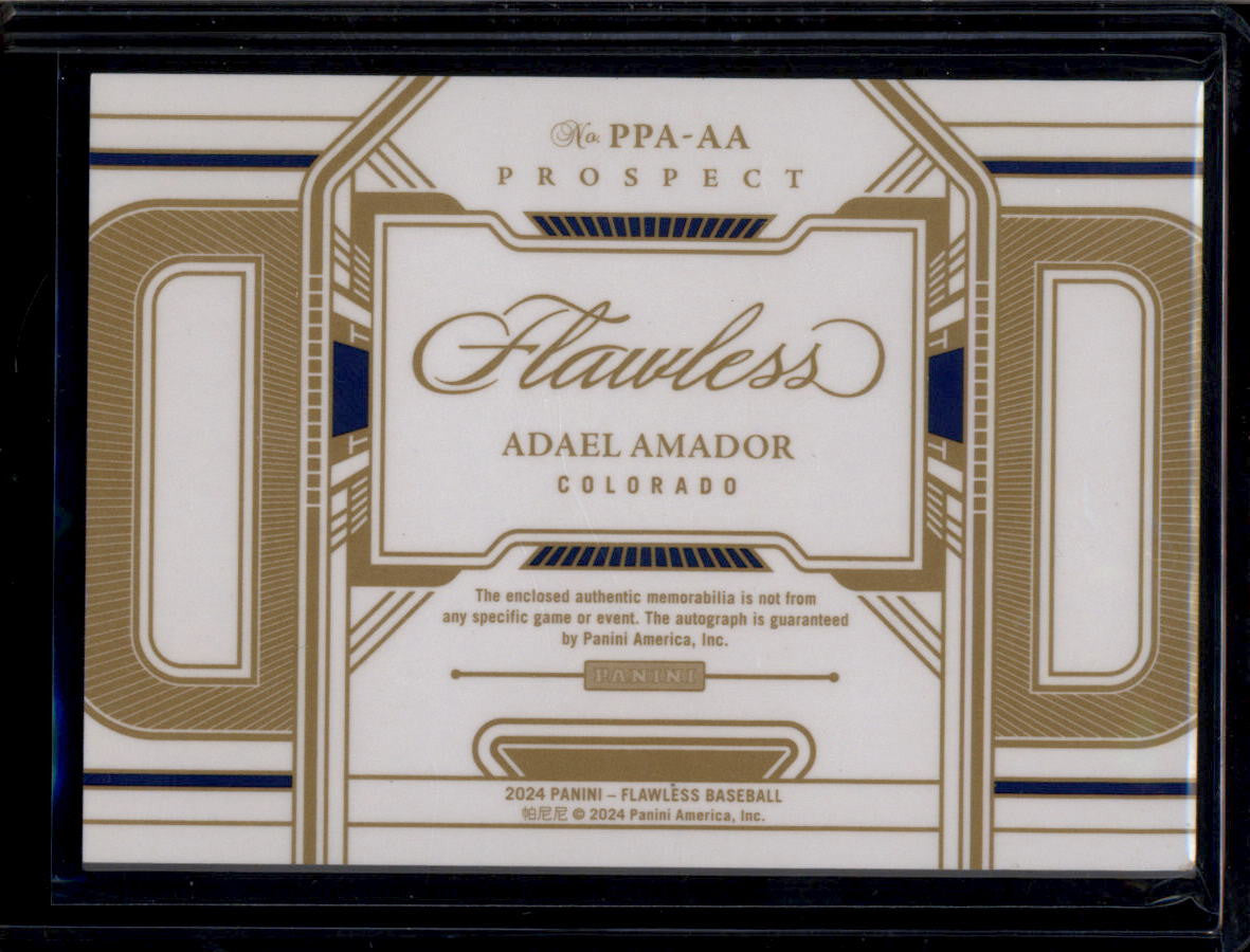 DELETE 181419 2024 Panini Flawless Prospect Autographs 61 Adael Amador RC Logo Patch Auto 2/10