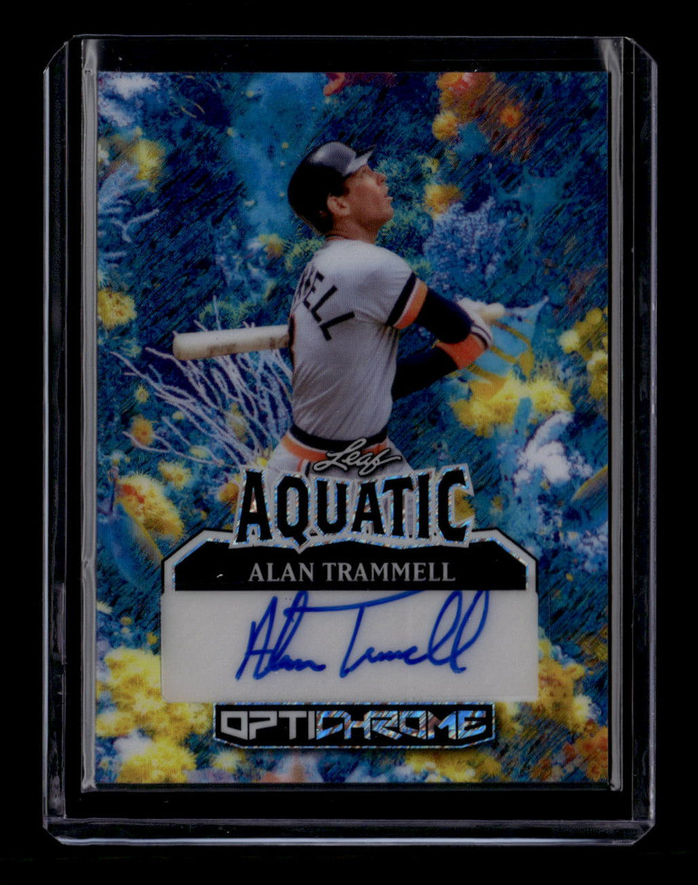 DELETE 181612 2025 Leaf Optichrome Aquatic Autograph Coral Reef Shimmer Alan Trammell Auto 1/1