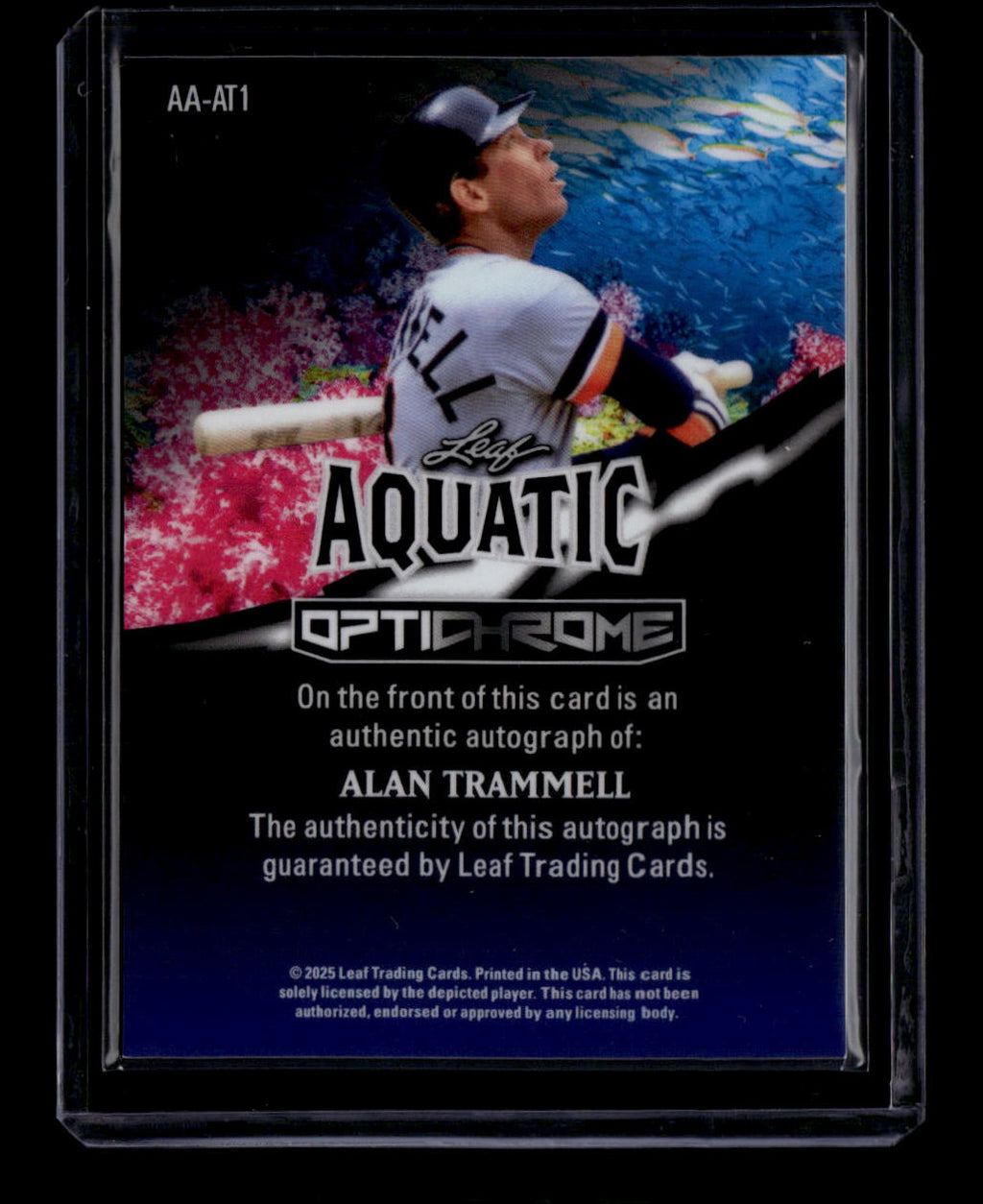 DELETE 181612 2025 Leaf Optichrome Aquatic Autograph Coral Reef Shimmer Alan Trammell Auto 1/1