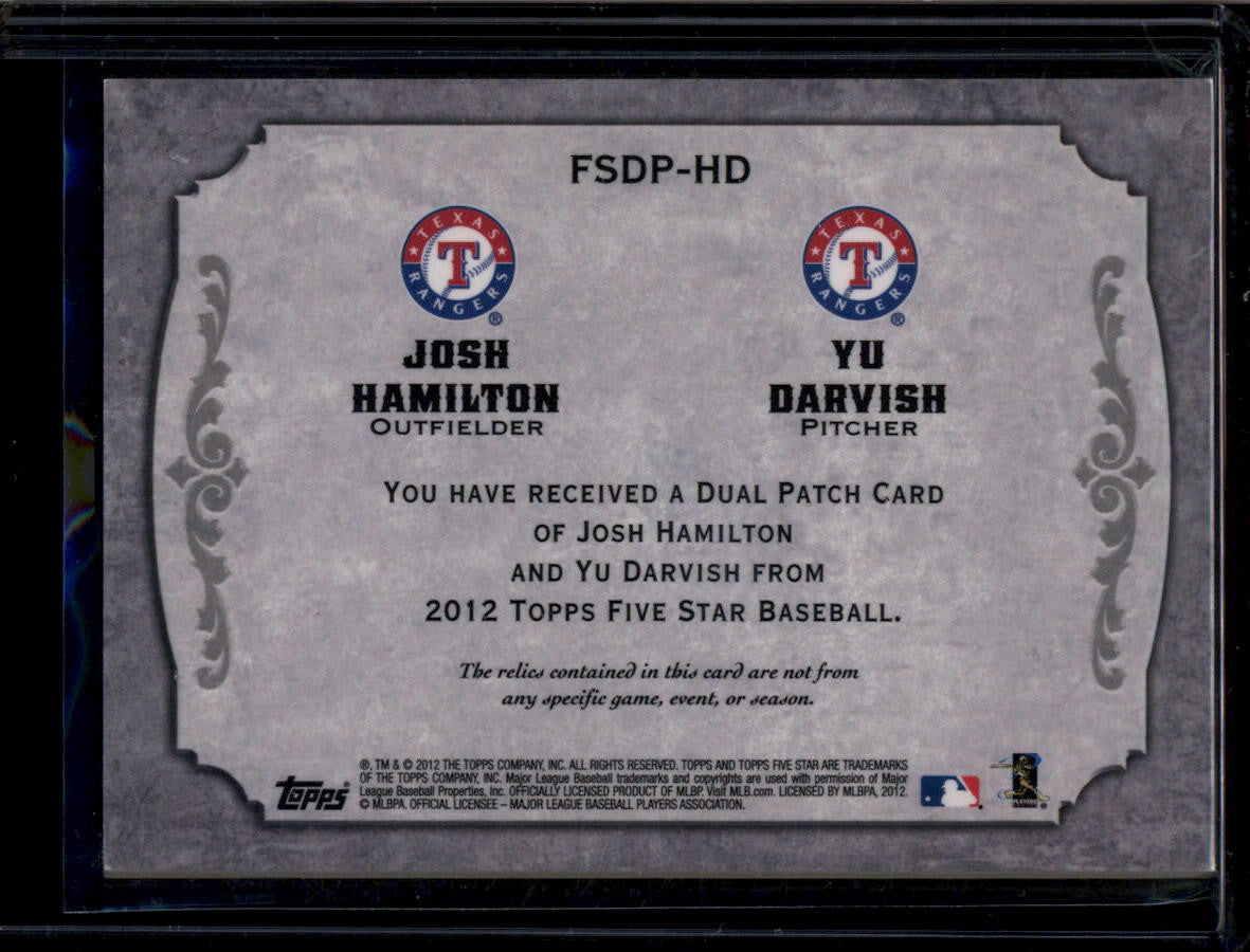 DELETE 181615 2012 Topps Five Star Active Patches HD Josh Hamilton Yu Darvish Dual Patch 2/5
