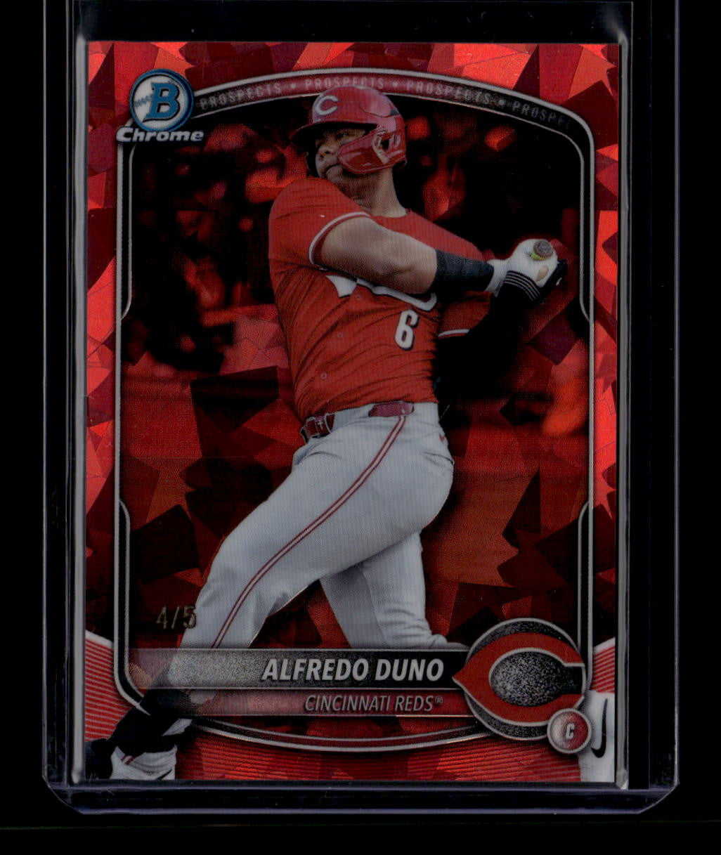 DELETE 181678 2025 Bowman Chrome Draft Sapphire Red Refractor bdc133 Alfredo Duno Rookie 4/5