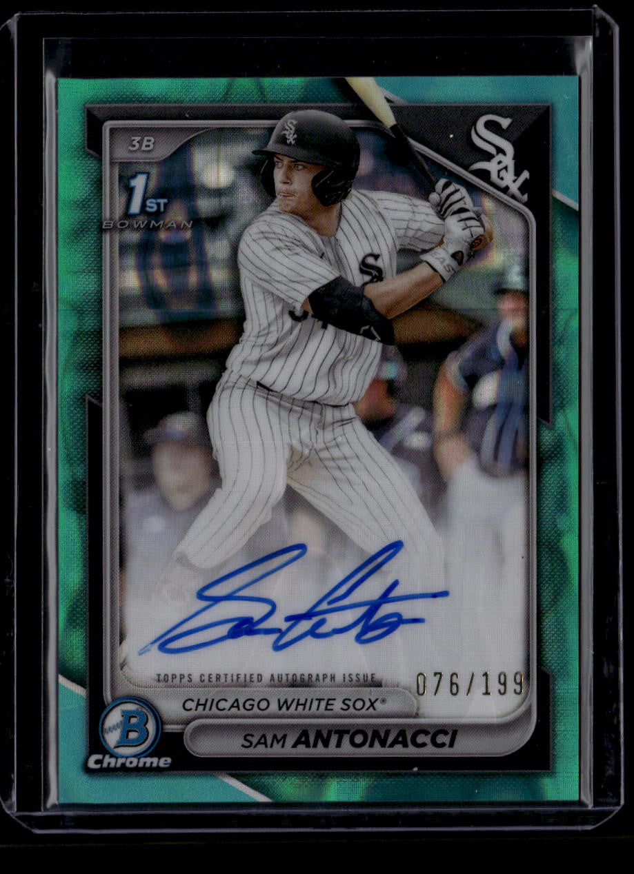 DELETE 181726 2024 Bowman Chrome Draft Autographs Aqua Refractor Sam Antonacci RC Auto 76/199