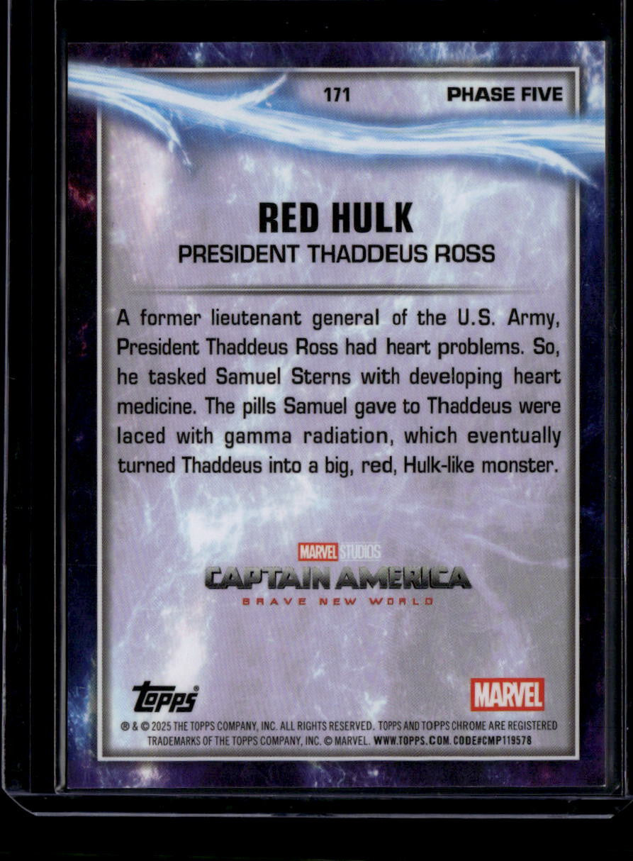 SOLD 183549 2025 Topps Chrome Marvel Studios Black Refractor 171 Red Hulk Debut RC 6/10