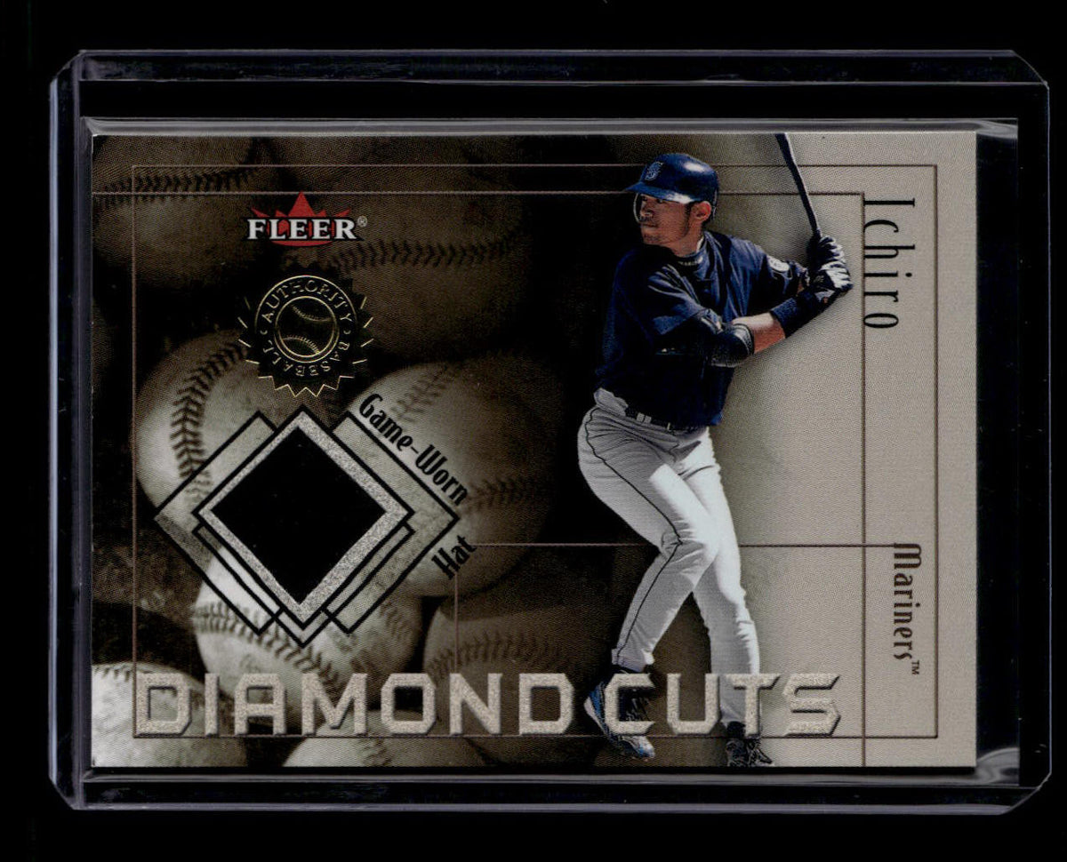 2001 Fleer Authority Diamond Cuts Memorabilia 100 Ichiro Suzuki RC Hat Cap /240