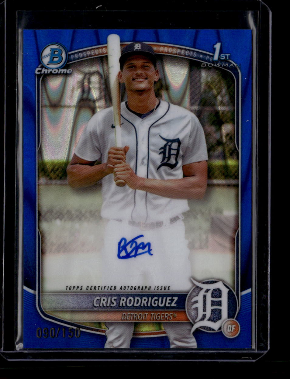 2025 Bowman Chrome Autographs Blue Raywave Refractor Cris Rodriguez RC Auto /150