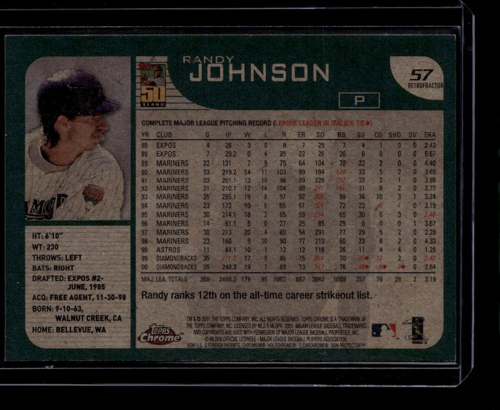SOLD 183564 2001 Topps Chrome Retrofractor 57 Randy Johnson