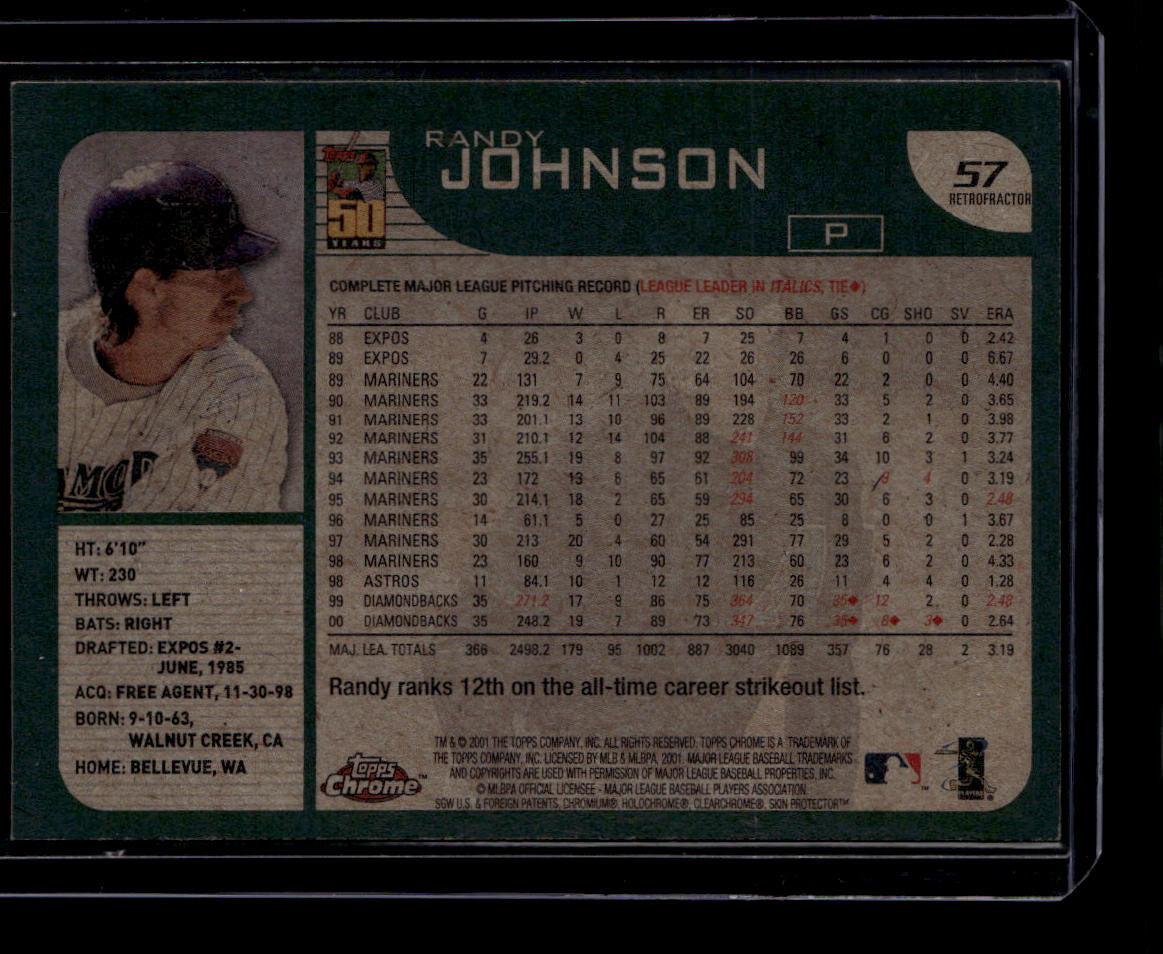 SOLD 183564 2001 Topps Chrome Retrofractor 57 Randy Johnson