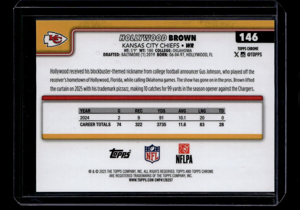 2025 Topps Chrome Frozenfractor 146 Hollywood Marquise Brown -4/0