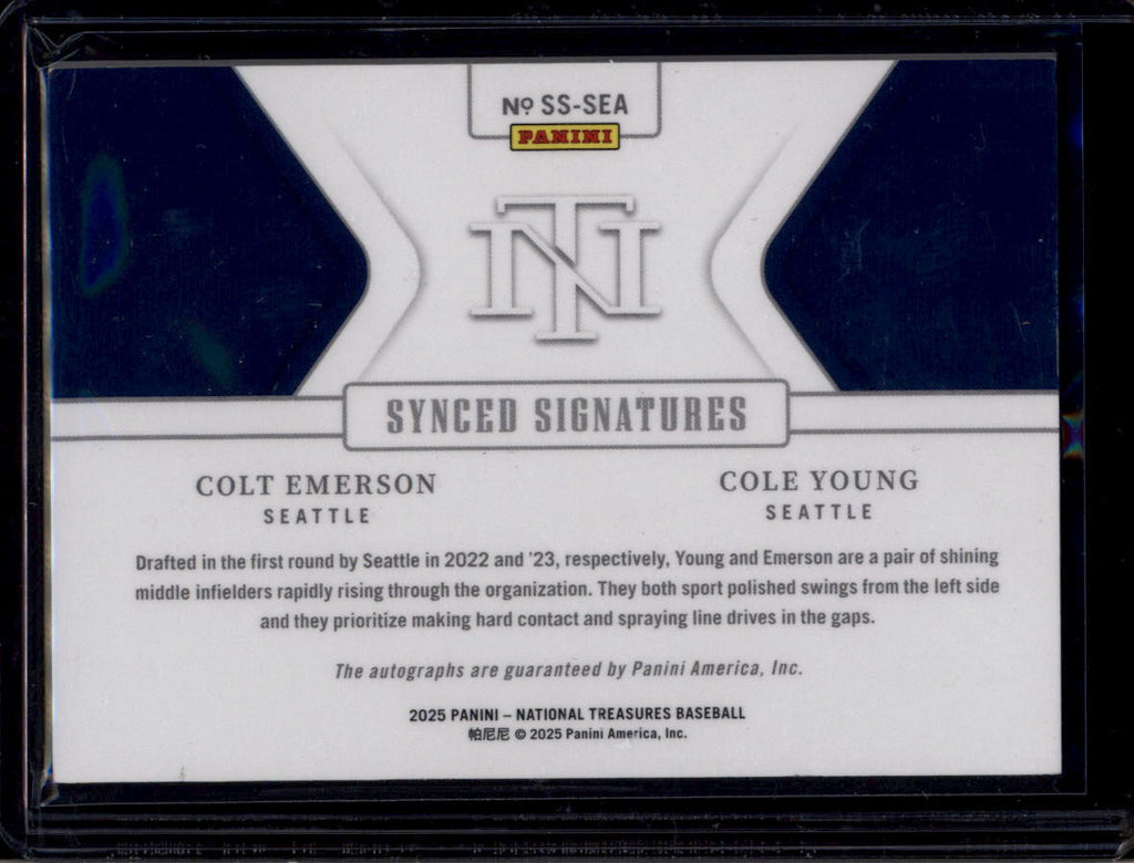 SOLD 183580 2025 National Treasures Synced Signatures Emerson Cole Young RC Dual Auto 24/25