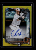 SOLD 183583 2025 Bowman Chrome Draft Autographs Yellow Refractor Caden Bodine RC Auto 9/75