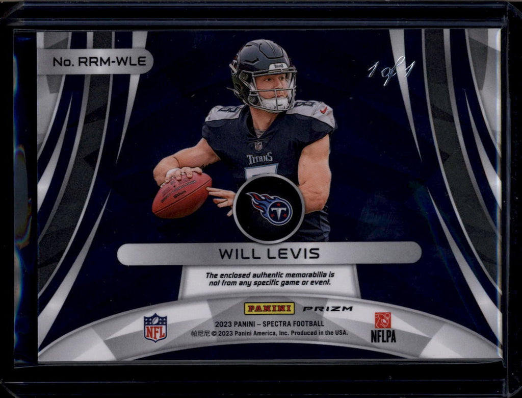 2023 Panini Spectra Rising Will Levis RC Dual Laundry Tag NFL Shield Patch 1/1