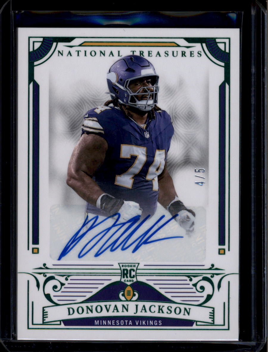 2025 Panini National Treasures Emerald 142 Donovan Jackson Rookie Auto 4/5