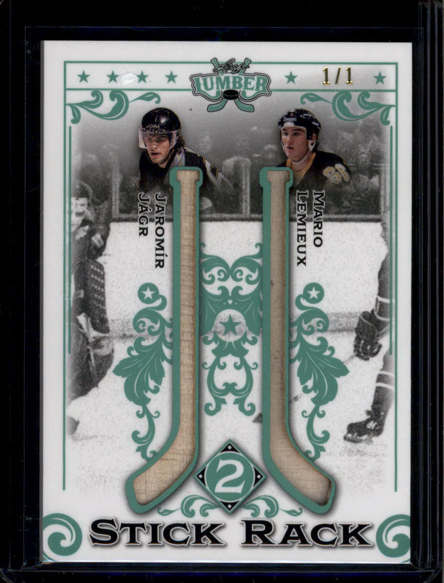 2021-22 Leaf Lumber Stick Rack 2 Emerald Jaromir Jagr Lemieux Dual Stick 1/1